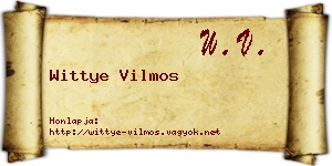 Wittye Vilmos névjegykártya